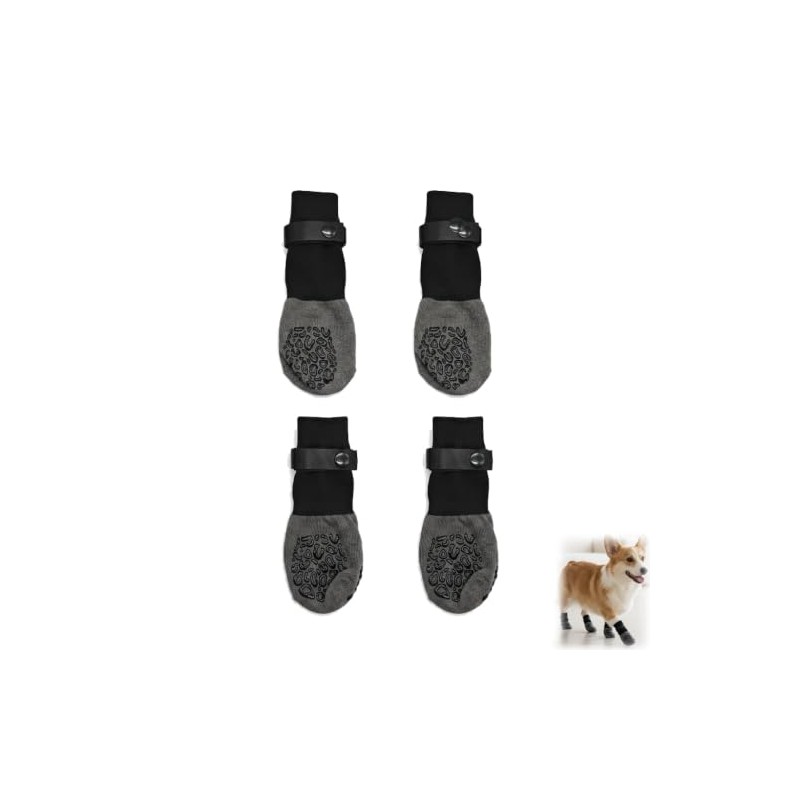 Zapatos para Perro 2 Pares, Calcetines Antideslizantes con Correas Ajustables,