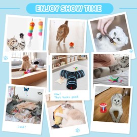 TAVADA Cat Toy Set with Cat Tunnel, 38 Pieces Cat Toy, Also Includes Balls, Tumbler, Feather Toy, Toy Mice, Cat Toys Variety Toy Set