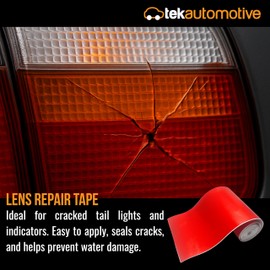 Tek Automotive Red Lens Repair Tape – 50mm x 1M Roll for Broken Rear Lights – Translucent, Easy-Fit Film Seals Cracks and Prevents Water Damage to Electrical Components