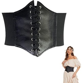 ZXJLWR Black corset, black corset top, adjustable black corset belt, used for daily clothing matching, suitable for daily travel, holiday gatherings, etc, black