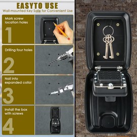 DODUOS Key Safe with Number Code, Key Safe Outdoor Key Box with 12 Digits, Weatherproof Key Safe with Code for Home, Garage, Office, School, Key Cabinet with Number Code for Airbnb