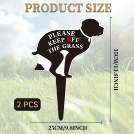 WEBEEDY 2 Pack No Pooping Dog Signs Rust Free Aluminium Lawn Sign Clean Up After Your Dog Sign for Yard Weatherproof Funny Dog Shape Yard Signs with Stake for Garden Outdoor Use, 25x35cm