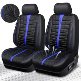 CAR PASS 3D Air Mesh Seat Covers for Car, Leather Car Seat Cover Front Seats, Breathable Foam Premium Leather Mesh Front Seat Covers Universal Fit for Cars Sedans Trucks Vans SUVs, Black Blue