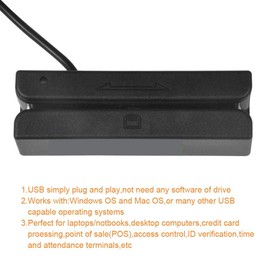 PUSOKEI MSR580 USB Magnetic Stripe Card Reader 3 Track Mini Mag Hi-Co Swiper Credit Card Wiper
