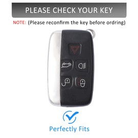 Key Fob Cover with Heavy-duty Keychain for Rover Evouge Discovery Sport Velar LR2 LR4 Jaguar XF XJ XJL XE (Black)