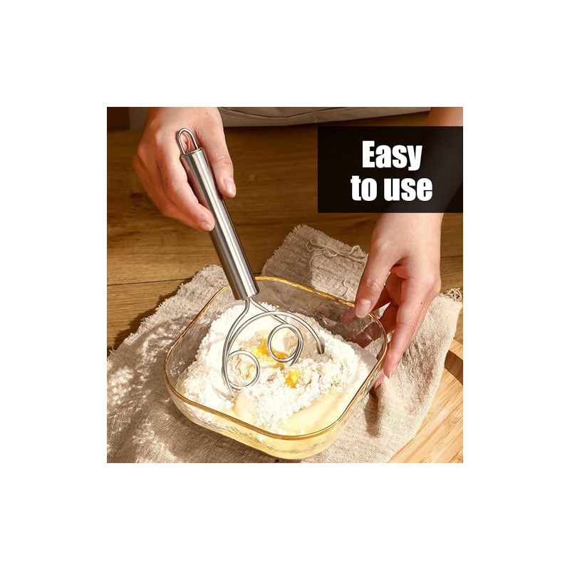 2pcs Round Handle Ring Mixer Dough Mixer Stainless Steel Mixer