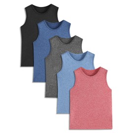 Phedrew 5 Pack Boys Sleeveless Tank Tops Quick-Dry Workout Athletic Shirts Moisture Wicking Performance Tank Tops for Kids