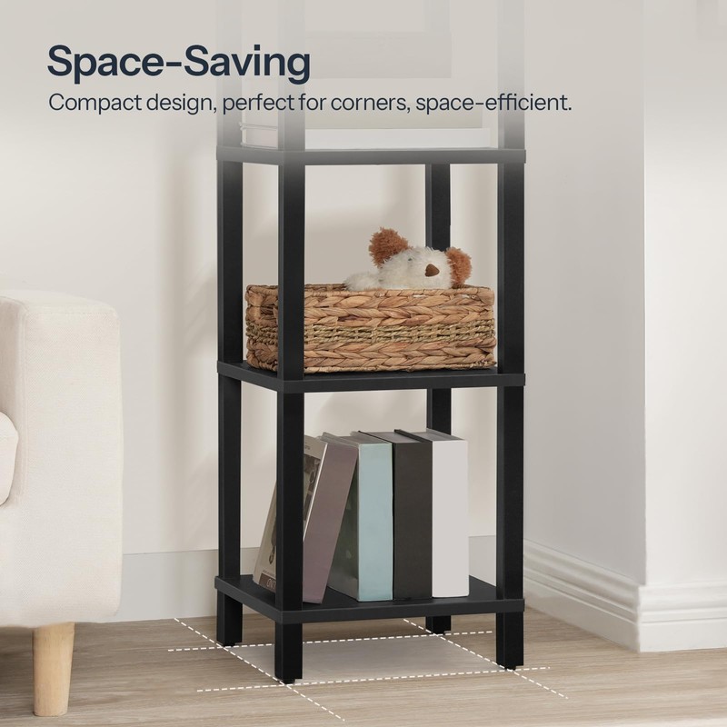 HOOBRO Small Bookcase, Industrial Style Bookshelf for Narrow Spaces, 4-Tier