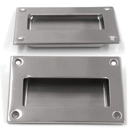 Bestgle 2 Pack Flush Recessed Sliding Rectangle Door Pull Handles Handles, 5" x 3-1/4" Stainless Steel Finger Pulls Hidden Handle for Drawers Cupboards Cabinet Closet Doors
