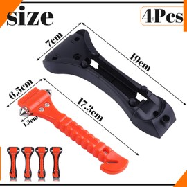 RONGZUBAT 4 Pack Emergency Seat Belt Cutter and Window Glass Hammer,Double-Ended Escape Life-Saving Hammer SeatBelt Tool Escape Tools for Car Bus Truck Van Auto Seat Belt Cutter and Window Hammer