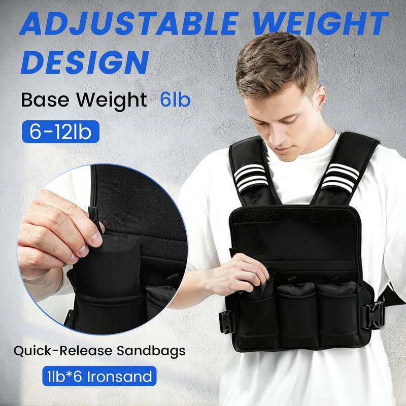 KUKZO Adjustable Weighted Vest Woman Men, 6-12lb Weight Vest with