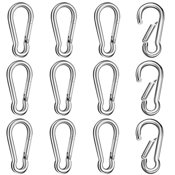 Nutabevr Pack of 12 Carabiners Stainless Steel 304, Key Ring