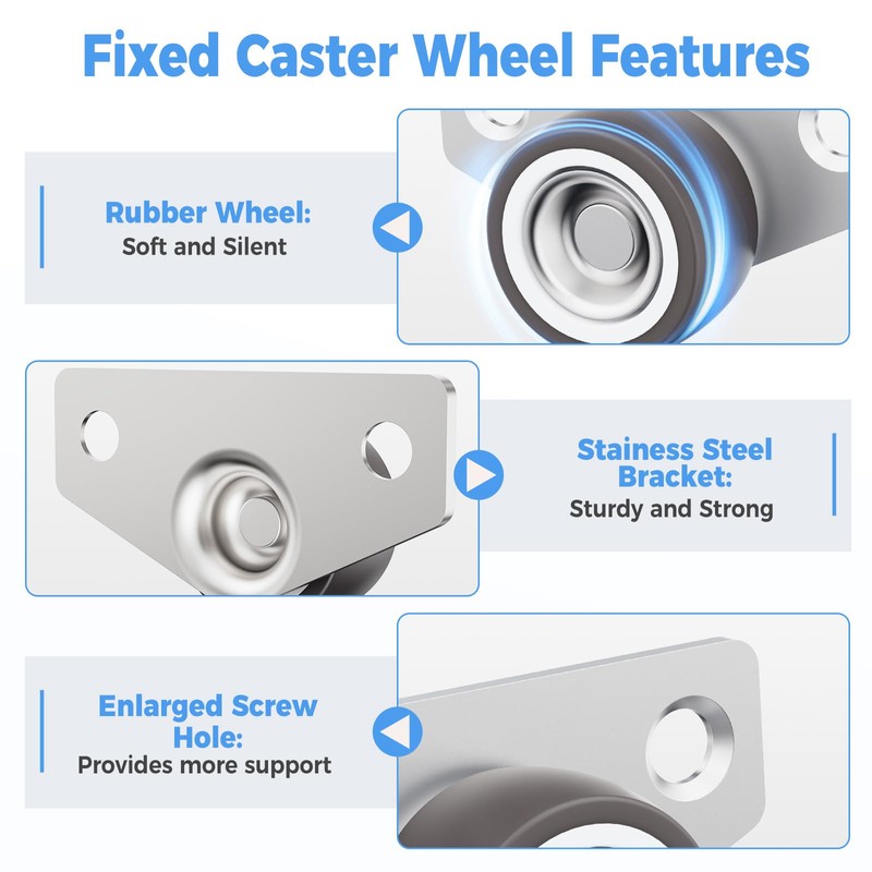 Mixizigoz Mini Side Mount Casters, Low Profile Caster Wheel- Rigid