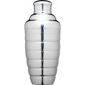 BarCraft Art Deco Cocktail Shaker with Recipes in Gift Box, Stainless Steel - Easy Grip, 500 ml