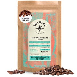 Ethiopian Sidama Coffee Beans - Single Origin Medium Light Roast Beans, Freshly Roasted To Order Whole Bean Coffee, Specialty Grade, Non-GMO