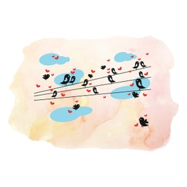 Animal Watercolor Wall Decals for Kids Room - Sky View Pink Background Hearts Design Girly DIY & Creativity Boy Girl Bedroom Wall Water Color Sticker - Size: 20 in x 14 in