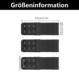 6 Pieces Bra Extender, Bra Extension 2 Hooks, Bra Closure Extension, Bra Extension, Comfortable and Stretchy, Set Suitable for Weight Gain, Pregnancy, Breastfeeding (Black, White, Skin Colour), black