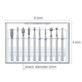 Pack of 10 Professional Diamond Bits for Nail Cutter, Abrasive Set for Manicure Nail Care, Removal Cuticle Kit, Alloy Tungsten Steel Bits (03)