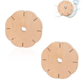 Pack of 2 Knotting Star, Wooden Disk Weaving Disc, Bracelet Knitting Disc, 8 Slots, Round Disc Bracelets, Knotting for DIY Bracelets, Creative Crafts, Birthday, Festival Gifts (Beige)