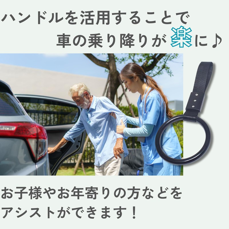 DIZLAS Handrail for Cars, Hanging Leather, Elderly, Nursing Assistance, Safety
