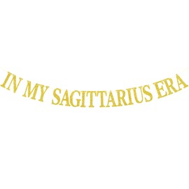In My Sagittarius Era Banner, Sagittarius Birthday Sign Background, Sagittarius Season, 12 Constellation Zodiac Horoscope Astrology Birthday Party Decorations Gold Glitter