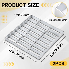 Otoolling 2 Pcs Galvanized Steel Drain Grate 12x12 inch Heavy Duty Outdoor Drain Cover Class Channel Grate Rust-Proof Metal Sewer Silver for Garage, Sewer, Dowmspout, Driveway, Yard
