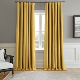 HPD Half Price Drapes Room Darkening Curtains for Bedroom 108 Inches Long (2 Panels) - Rod Pocket 100% Polyester Curtains & Drapes for Living Room and Windows - 50W x 108L, Light Ochre