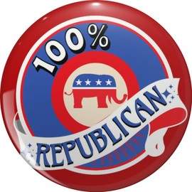 100% Republican - Creative Republican Party Political Design - American Politics Lapel Bin Brooch Badge Pin 0.75"
