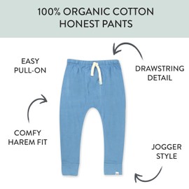 HonestBaby Multipack Honest Pants Joggers Pull on 100% Organic Cotton for Infant Baby and Toddler, Boys, Girls, Unisex, Seersucker Plaid Cornflower, 4T