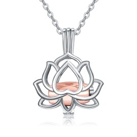 TANGPOET Lotus Flower Urn Necklace for Ashes 925 Sterling Silver Hollow Out Cremation Jewelry for Human Pet Ashes Memory Jewelry Birthday Christmas Gifts for Women Men with 18"+2" Chain