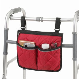 Walker Bag for Folding Walker Walker Basket with Reflective Safety Strips Foldable Wheelchair Storage Bag with 2 Adjustable Straps for Night Visibility Seniors Elderly (Claret)