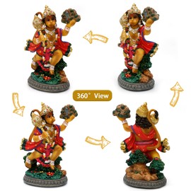 Hindu God Flying Hanuman Statue - 5.3" H Lord Hanuman Perfect Indian Gift for Diwali,Navratri,Dussehra,Job Interviews, Wedding, Baby Shower Return Gifts Temple Mandir Pooja Item