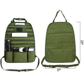 QIUPFGUT Car Seat Organiser, Backrest Protection Car Children, Car Organiser, Organiser Car Back Seat Children, Tactical Car Seat Organiser, Tactical Car Seat Backrest Organiser (Green)