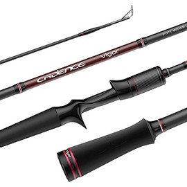 Cadence Vigor Baitcasting Rod 2-Piece Fishing Rods Ultralight & Sensitive Baitcaster Rod-30 Ton Carbon Fuji Reel Seat & Stainless Steel Guides with SiC Inserts Portable Baitcast Rods.Vigor 702B-MHM