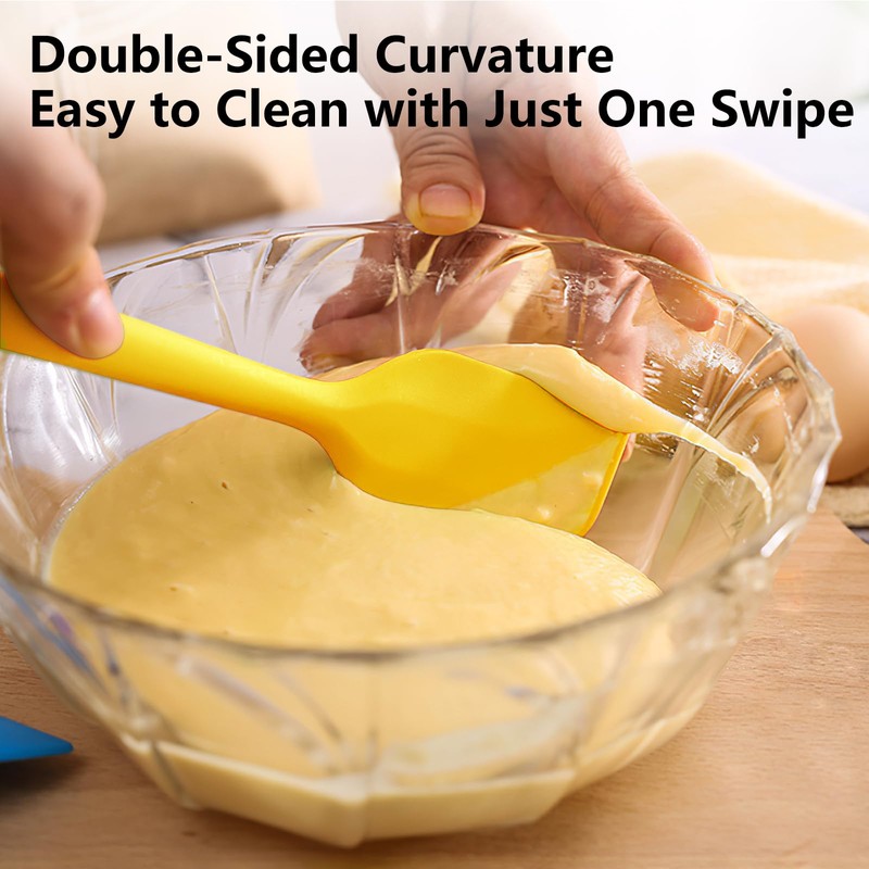 Yellow Rubber Spatula for Kitchen Use, 10.8In Silicone Spatulas for