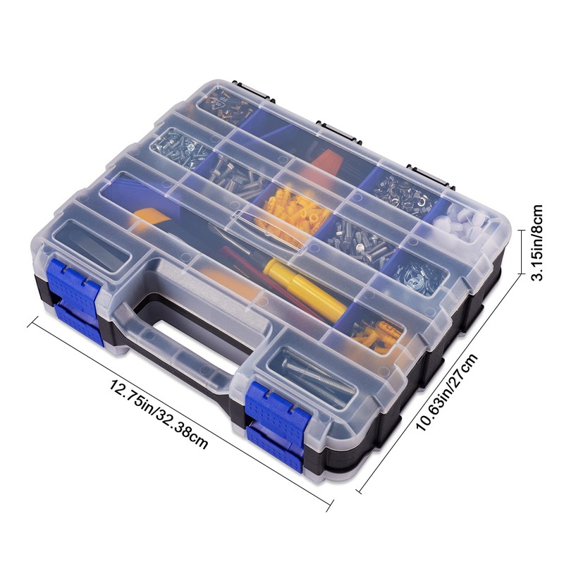Hardware Organizer Box with 34 Compartments & Removable Dividers -