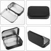 Zhuluck 3 Pcs Black Rectangular Small Tins with Lids Tin