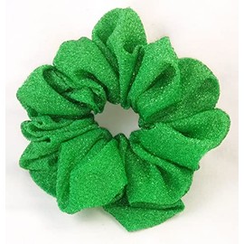 Green Glittery Stretch Ponytail Holder - Made in the USA - 3 Month Warranty - Jumbo Size