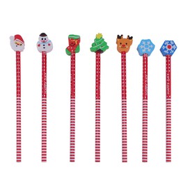 STOBOK Pack of 24 Pencil with Eraser Christmas Theme Colourful Cartoon Kids Pencils Office School Stationery