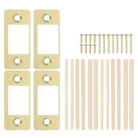 PATIKIL 2,5 x 5,7 cm Riegel-Schließblech, 4 Set, verstellbares Tür-Schließblech mit Schrauben, Türrückplatte, Edelstahl für elektronische Schlösser, Haus- und Mietsicherheit, Schließblech, Gold