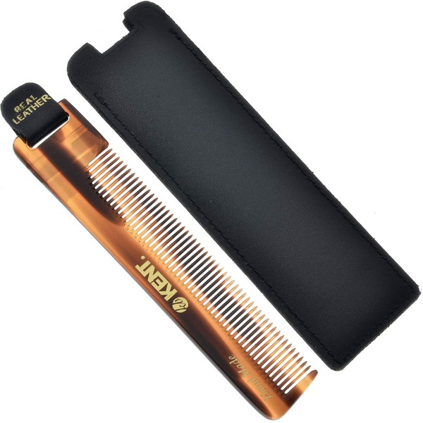 Kent NU22 Handmade Pocket Comb for Men, All Fine Tooth Hair Comb Straightener for Everyday Grooming Styling Hair, Beard and Mustache, Use Dry or with Balms, Saw Cut and Hand Polished, Made in England