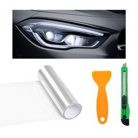 KVAEY Car Light Tint Film, 12×48 Inch Tint Vinyl Wrap Film Roll with Squeegee and Cutter, Self-Adhesive Film Sticker for Car Headlights Tail Lights Fog Lights, Car Accessories (Transparent)