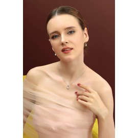 B. BRILLIANT Sterling Silver Light Aquamarine 8x6mm Oval Bezel-Set Dainty Pendant Necklace for Women