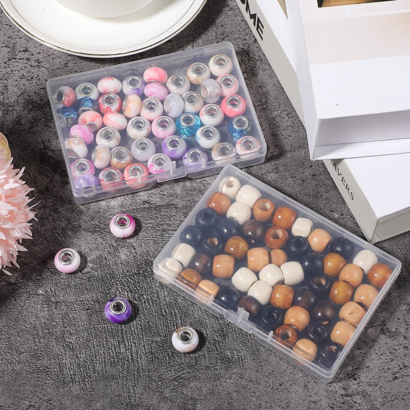 Wanmu Set of 4 Mini Plastic Clear Beads Storage Boxes,