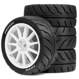 Chanjorlin 1/10 RC On Road Racing Tires and Wheels 12mm Hex OD 2.72'' RC Rally Street Tyres for 1:10 Scale Touring Drift Car Tamiya TT01 TT02 XV01 TA06 A959 PTG2 HPI KYOSHO HSP Traxxas 4PCS (White)