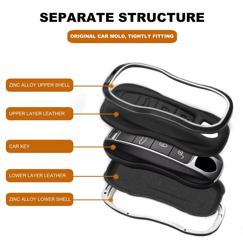 Leather Key Fob Cover Compatible with Boxster Cayenne Panamera Cayman
