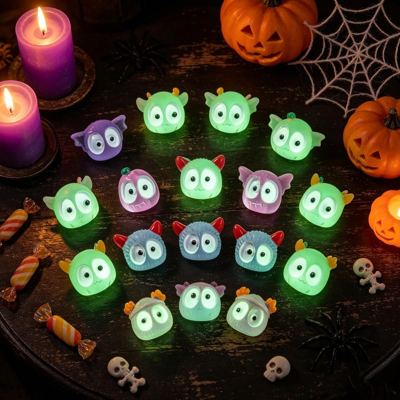 IAIHBBLY 56 Pcs Halloween Luminous Mini Miniature Resin Ghost Figurines
