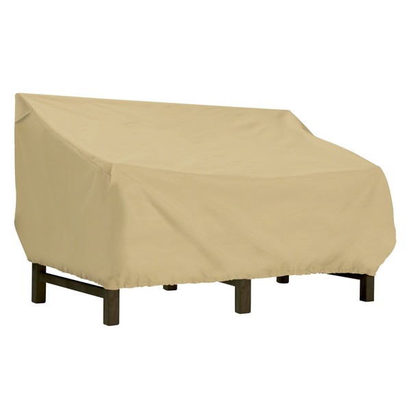 Classic Accessories Terrazzo Water-Resistant 58 Inch Deep Seated Patio Loveseat Cover, Patio Bench Cover,Sand