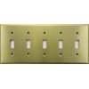Stamped Satin Brass 5 Gang Toggle Switch Wall Plate