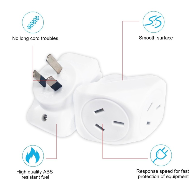 Multi Plug Outlet Extender 2 Pack - Double Outlet Adaptor,